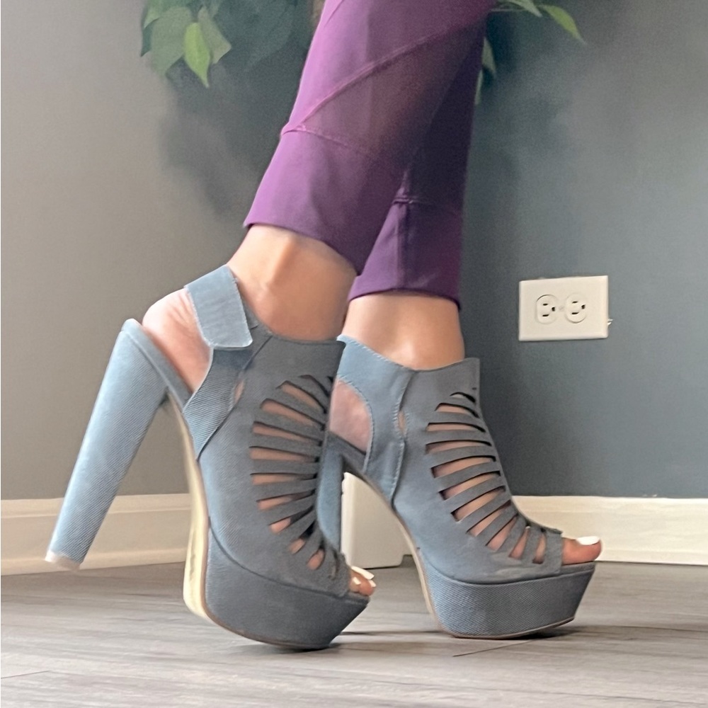 Denim Open Toe Platform - Picture 5 of 6